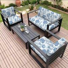 1pc Printed Patio Elastic Sofa Pillow Cover, Outdoor Cushion Cover Replacement Sofa Slipcover, Flexible Chair Pad Cover For Porch, Patio, Home Furniture Protection - Beige - View 7