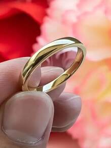 1 Pc 4mm Tungsten Steel Stainless Steel Ring, Simple 18k Gold Plated Engagement Ring, Proposal Ring, Bride Wedding Ring, Jewelry Gift