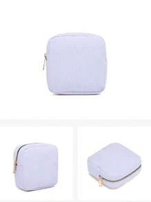 1pc Pink Sanitary Napkin Storage Bag, Portable Storage Bag, Large Capacity, Simple Style, Used To Store Sanitary Napkins, Panty Liners And Tampons, A Necessity For Girls, A Good Choice For Going Out.(L1 Stripe Series Makeup Bag Travel School Supplies Travel Essentials Make Up Bag Holiday Essentials Cosmetic Bag Makeup Bags Makeup Pouch Makeup Organizer Holiday Winter 2024 Make Up Organizer Makeup Storage