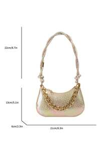 1 pièce de sac à bandoulière tisser PU coloré pour filles, avec fermeture éclair. Sac bandoulière/porté croisé à la mode et polyvalent, convient pour le shopping quotidien, le rouge à lèvres, le téléphone portable