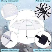 Transparent Umbrella Travel Size Folding Umbrella Compact Lightweight Windproof Rain Umbrella Clear Umbrella For Kids Adults Wedding Photography Travel Use - Multicolor 2 - View 9