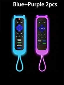 TV Remote Control Cover For Roku TV Remote/Roku Simple Remote/Roku Voice Remote (Not With Headphone Jack) For Office, Voice Remote Control Battery Cover, Glow-In-The-Dark Universal Silicone Case, Never Lose Battery Cover, Wide Compatibility, In Various Colors, Cover Can Glow In The Dark. Full Protection, Seamless - Multicolor - View 23