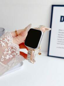 1 Pc Square Large Crystal Adjustable Bracelet Strap Compatible With Apple Watch Band 38mm 40mm 41mm 42mm 44mm 45mm 49mm (S10 42)Mm (S10 46)Mm, Simple And Luxurious Women's Wrist Strap Suitable For Series Ultra 2 S10 SE 9 8 7 SE 65 4 3 2 1 Gift