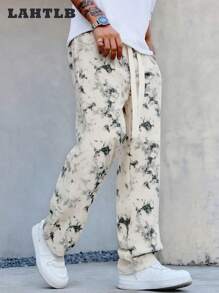 Calça Longa Masculina Casual com Estampa Tie-Dye e Cordão na Cintura