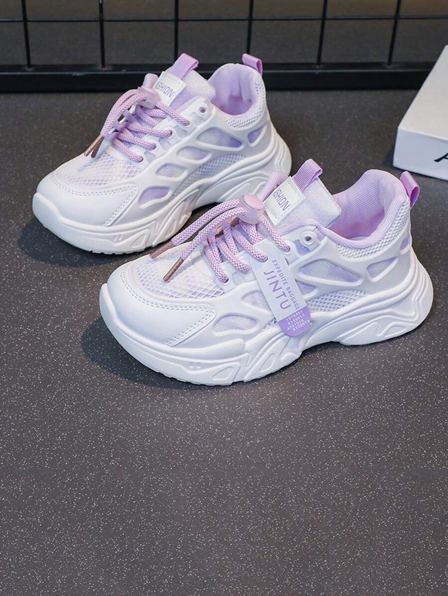 儿童时尚、舒适、易搭配、休闲、透气运动鞋，四季皆宜 - 紫色 - 查看 1