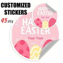 45/90 etiquetas adhesivas de pascua personalizadas, etiquetas de cumpleaños personalizadas y divertidas, etiquetas de agradecimiento con conejo alegre, adecuadas para cajas de regalo, invitaciones y decoraciones de fiesta de cumpleaños