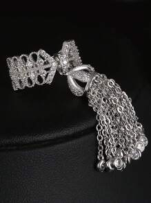 1 chiếc nhẫn đính hôn Cubic Zirconia tua rua dài tuyệt đẹp dành cho phụ nữ Nhẫn cưới có thể mở được của Nữ hoàng dành cho tiệc kỷ niệm Quà tặng trang sức - Bạc - Xem 8