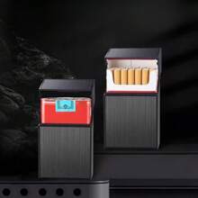 1 pezzo Portasigarette da uomo con coperchio, scatola portasigarette di lusso e personalizzata in metallo con 20 scomparti, con vano portaaccendino, accessori da fumo
