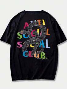 Anti Social Snake T-Shirt Colorful Streetware Style Unisex Male Female 100% Cotton Premium Top Streetwear Launch Immediate Shipping Various Colors!! Plus Size