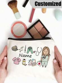 Customized Medical Storage Bag ,Toiletry Bag, Cosmetics Storage Bag,Multifunctional Storage Bag- Custom Your Name, Perfect For Nhs Thank You, New Grad, Hospital Staff & Medical Students Gifts,Nurse Cosmetic Makeup Bag Nurse Practitioner Gift Np Graduation Gift Zipper Pouch Bag For Nursing Student Teacher - Beige - View 5