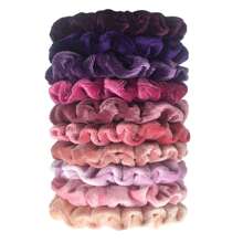 10 件装女士纯色天鹅绒柔软发圈弹性发圈，高品质时尚发圈，适合秋冬季 - 彩色 - 查看 11