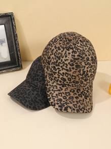 1pc Women's Adjustable Vintage Leopard Print Dual-Tone Soft Top Baseball Cap, Suitable For Casual, Travel, Street Photography - Two-tone Leopard Print - View 3