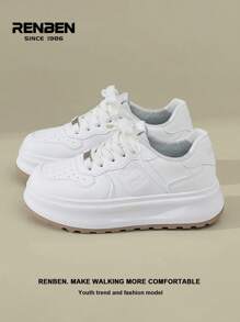 RENBEN Renben Damen Blau/Rote Segeltuch Sneaker Frühjahr 2025, dicke Sohle, leicht, stoßabsorbierend, retroer Lässig schuh