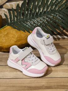 Baby Casual Soft Sole Comfortable Letter Hook And Loop Sneakers - Pink - View 2