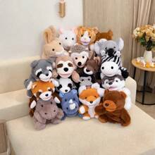 Juguete de peluche suave y lavable de 25 cm/9.84 pulgadas con forma de animales de la jungla, títere de mano para el juego de roles de niños con león, canguro, elefante, jirafa, cerdo, mono, con boca abierta como accesorios de actuación, muñeco de peluche que ofrece a los niños un gran títere de dedo