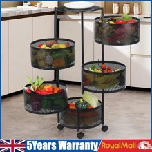 OYAJIA 6-Tier Round Rotating Kitchen Storage Cart: Space-Saving With 5 Circular Rotating Shelves. Ideal For Vegetables, Fruits & Kitchen Essentials. Mobile, Versatile & Perfect For Corner Organization