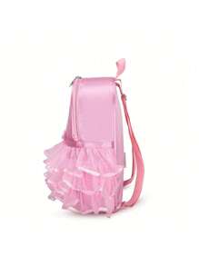 Customized Embroidered Name Ballet Backpack, Satin Pink Backpack, Personalized Ballet Bag, School Sports Gymnastics Bag With Zipper, Suitable For Girls, Elegant Lace, Versatile, Practical, For Birthday, Graduation, Christmas, Winter, Autumn, School, Outdoor/Trip/Hiking/Sports/Climbing