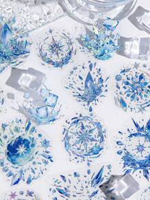 20pcs Set Transparent Rainwater Ice Crystal Shell Sticker Pack, Borderless Water Language Series, Scrapbooking Decorative Stickers,School Supplies,Back To School