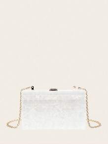 Women's Acrylic Patchwork Mini Clutch - White - View 1