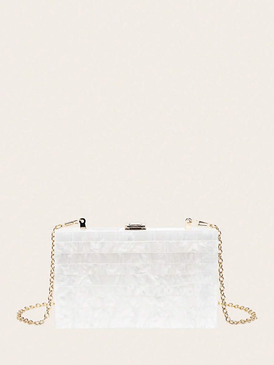 Women's Acrylic Patchwork Mini Clutch - White - View 1