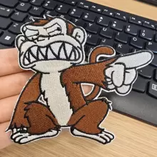 Embroidered Monkey Iron-On/Sew-On Patch, Casual Polyester Humorous Badge For Clothing, Jackets, Trucker Hats, DIY Gift, Hand Wash/Dry Clean, Mesh Weave, Mardi Gras, Easter, Campus Events Decor