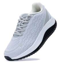 Women's Trainers Walking Shoes Breathable Non-Slip Tennis Sneakers For Gym Running Rocking Shoes - Light Grey - View 4