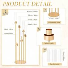 5-Head Candle Holder Set, Electroplated Wedding Aisle Candle Stand, Wedding Decoration For Hotel, Restaurant, Birthday Party, Home