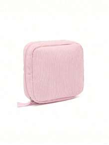 1pc Pink Sanitary Napkin Storage Bag, Portable Storage Bag, Large Capacity, Simple Style, Used To Store Sanitary Napkins, Panty Liners And Tampons, A Necessity For Girls, A Good Choice For Going Out.(L1 Stripe Series Makeup Bag Travel School Supplies Travel Essentials Make Up Bag Holiday Essentials Cosmetic Bag Makeup Bags Makeup Pouch Makeup Organizer Holiday Winter 2024 Make Up Organizer Makeup Storage
