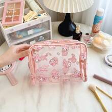 Sanrio 1pc.Sanrio Cartoon Clear Cosmetic Bag Large Capacity Kulomi Cute Portable Travel Storage Bag