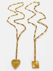 1pc New Minimalist Chic Stainless Steel Heart And Snake Pendant Necklace For Women