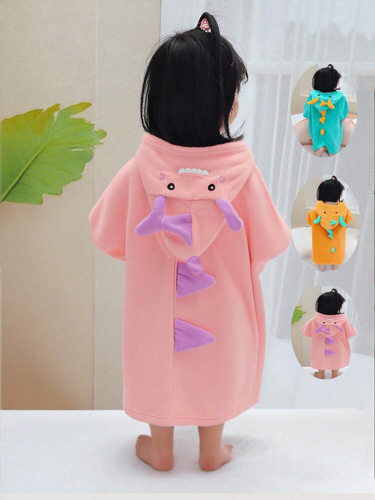 儿童恐龙连帽浴巾 - 柔软珊瑚绒浴巾/沙滩巾 - 吸水性强的连帽浴袍，适合3-6岁儿童 - 幼儿泳池浴巾 - 吸水性强的游泳斗篷，男女童皆宜，适合返校季、作为浴袍、浴室用品或情人节礼物 - 彩色 - 查看 2
