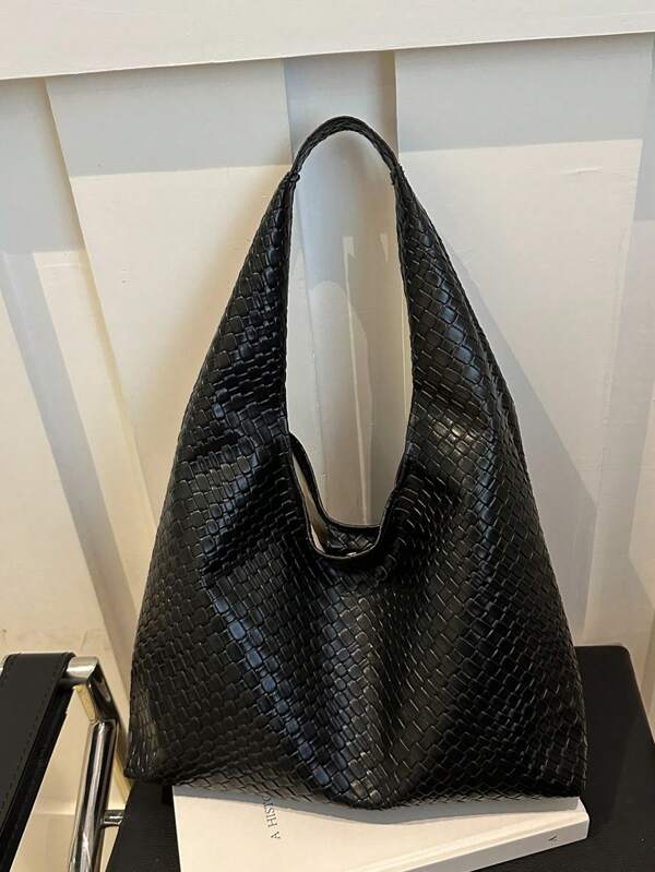 Women's Solid Color PU Leather Fashion Large Capacity Shoulder Bag For Daily Commute