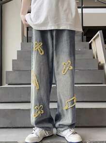 Loose-Fitting Comfortable Casual Straight-Leg Jeans, Teen Boy Style - Blue - View 3