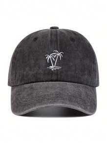 1pc New Women's Embroidered Palm Tree Washed Baseball Cap, Adjustable Outdoor Leisure Cap Suitable For Outdoor Travel And Sun Protection - Baseball Cap - View 20