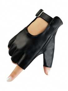 Guantes de mujer con hebilla de metal negro ajustable, de media mano, para conducción de motocicleta, rendimiento y uso casual