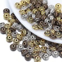 50pcs/Pack Retro Metallic Spacer Beads, 6.5mm Gold, Silver, Bronze Color, Elegant Handmade Jewelry Making DIY Supplies, Suitable For Bracelet, Necklace, Accessory, Pendant, Wholesale Beads