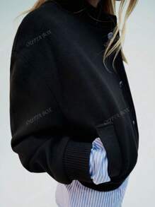 OUTTA BOX Women's Spring/Autumn Long Sleeve Single-Breasted Casual Wool Blend Baseball Jacket