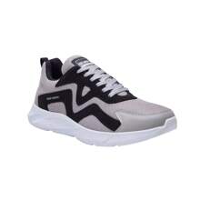 Tenis Deportivos para Hombre en Material Textil Porozo con Diseño Asimétrico, Multicolor Negro y Gris, Agujetas Ajustables y Suela Confort, Calzado Deportivo Ideal para Actividades al Aire Libre y Uso Diario