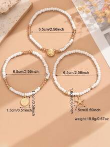 Bohemian Sea Wind Creative Tree Of Life Alloy Starfish Scallop Peace Tree Pendant Anklet 3 Set - Anklets - View 4