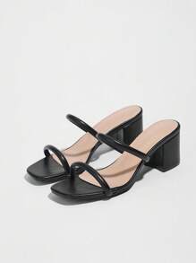 极简主义露趾拖鞋，轻柔微风粗跟病毒式夏季新款系带女士时尚高跟凉鞋