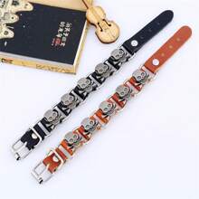 1 件复古朋克骷髅合金皮革男士手链 - 骷髏款 - 查看 7