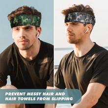 1pc New Camo Print Headband, Unisex Outdoor Running Sports Yoga Hair Band Accessories, Soft Absorbent Wide Edge Headwrap, Perfect Gift