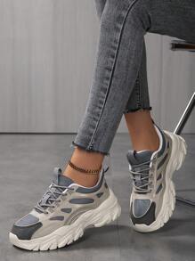 Women's Retro Casual Sports Shoes, Fashion Minimalist Platform Thick Sole Chunky Sneakers