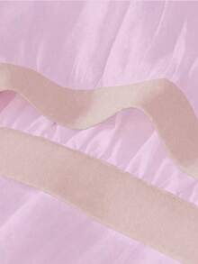 女式弹性腰纯色中长雪纺 A 字裙，带衬里，优雅合身外观，适合春夏休闲、工作、度假 - 淡紫色 - 查看 5