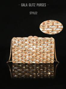 2025 Spring & Summer Fashionable New Luxurious Glittering High-End Elegant Glass Diamond Large Capacity Evening Clutch Bag, Women's Wallet, Glamorous Party Handbag, Exquisite Luxury Women's Crystal Handbag, Bridal Dress Bag, Fashion Lipstick And Perfume Handbag, Magnificent Sparkling Crystal Encrusted Handbag, All Handmade Metal Diamond Handbag, Suitable For High-Class Ladies To Attend Parties, Galas, Weddings, Gatherings And Banquets, Fits 6.5-Inch Smartphone
