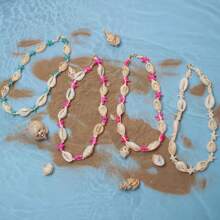 1pc European & American Style Seashell Weaved Maritime Beach-Themed Pendant, Necklace, Bracelet Accessory