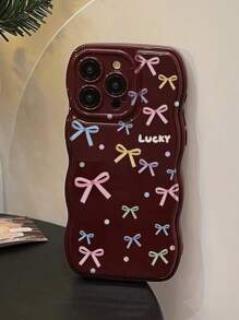 Bow-Knot1pc GUCADI Pink Bow Blue Lace Bow Phone Case Compatible With Apple Phones - Wine Red - View 5