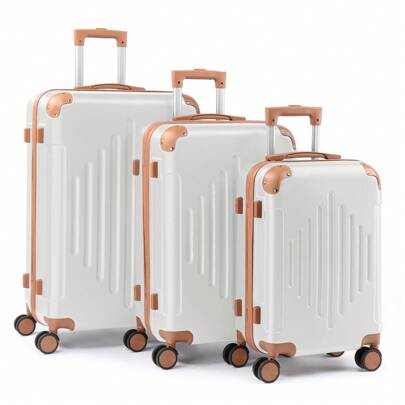 3 Piece Travel Suitcase With Corner Protectors, 20/24/28 Inch, Durable Hard Shell, 360 Degree Spinner Wheels, Multifunctional, Large Capacity, Lightweight, Fashionable Multicolor