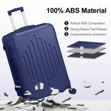 SUNROAD 3pièces avec protections d'angle Valise de voyage , 20/24/28 pouces, coque rigide, roulettes pivotantes à 360 degrés, multifonctionnelle, grande capacité, légère, multicolore à la mode - 3 en 1 Marine - Voir 9