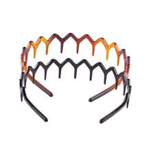 Set Of 2 Women Zig Zag Black Plastic Sharks Tooth Hair Comb Headband Fashion Women Leopard Hairbands Hair Accessories For Daily,Hairband,Hair Hoop Headbands